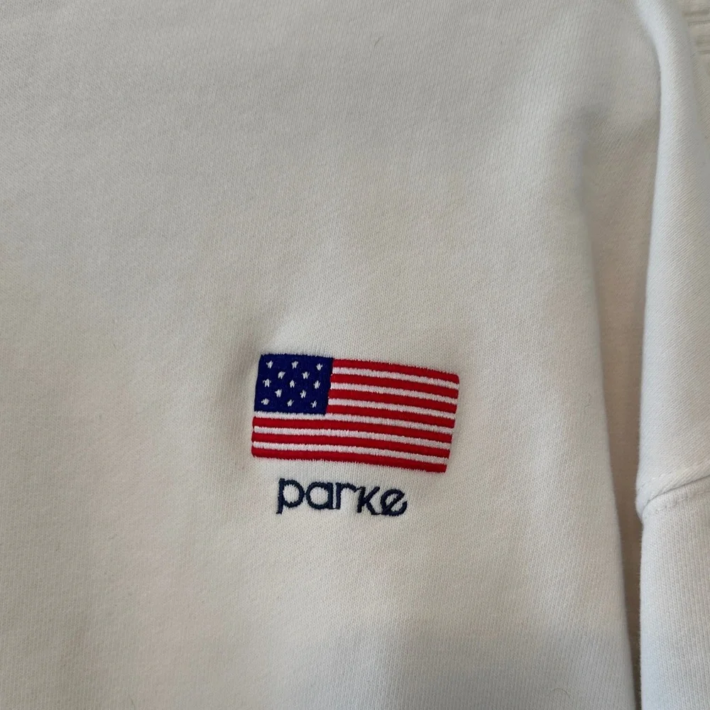 Parke Pre Shrunk Mock Neck Cropped Flag Sweatshirt - Picture 3 of 6